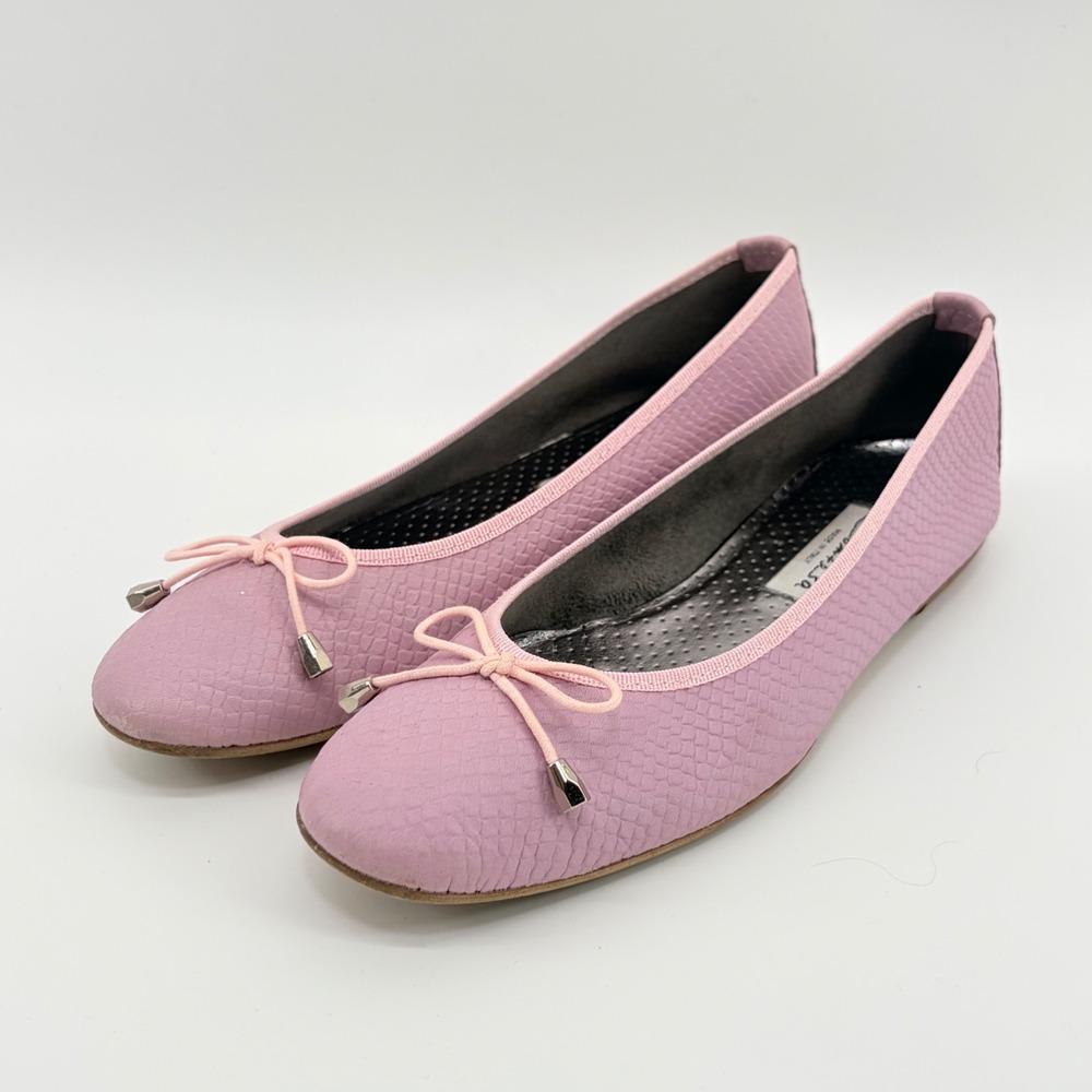 Contesa Pink Snakeskin Embossed Leather Ballet Flats Made in Italy Size 7.5
